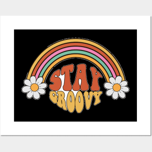 Stay Groovy 60s Outfit 70s Theme Costume Cute Rainbow Hippie Posters and Art